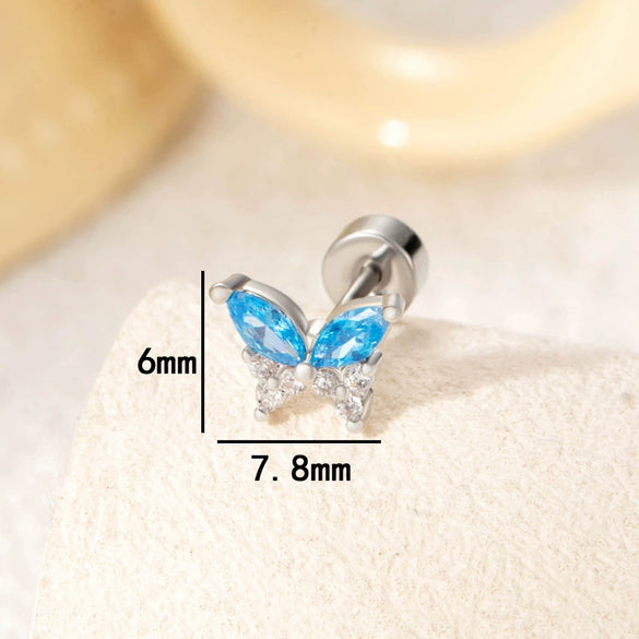 Wholesale Titanium Steel Inlaid Zircon Butterfly Women's Earrings Princess Style