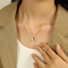 Wholesale 316L Stainless Steel Inlaid Zircon Butterfly Women's Fashion Sweet Style Necklace With Electroplating Treatment