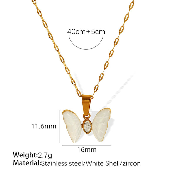 Wholesale 316L Stainless Steel Inlaid Zircon Butterfly Women's Fashion Sweet Style Necklace With Electroplating Treatment
