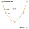 Wholesale Titanium Steel Inlaid Zircon Five Pointed Star Double Layer Clavicle Necklace With 18K Gold Electroplated Treatment For Women