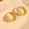 Wholesale 316L Stainless Steel Inlaid Zircon Flower Earrings Plated 18K Gold For Women