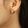 Wholesale 316L Stainless Steel Inlaid Zircon Flower Earrings Plated 18K Gold For Women