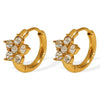 Wholesale 316L Stainless Steel Inlaid Zircon Flower Earrings Plated 18K Gold For Women