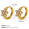 Wholesale 316L Stainless Steel Inlaid Zircon Flower Earrings Plated 18K Gold For Women