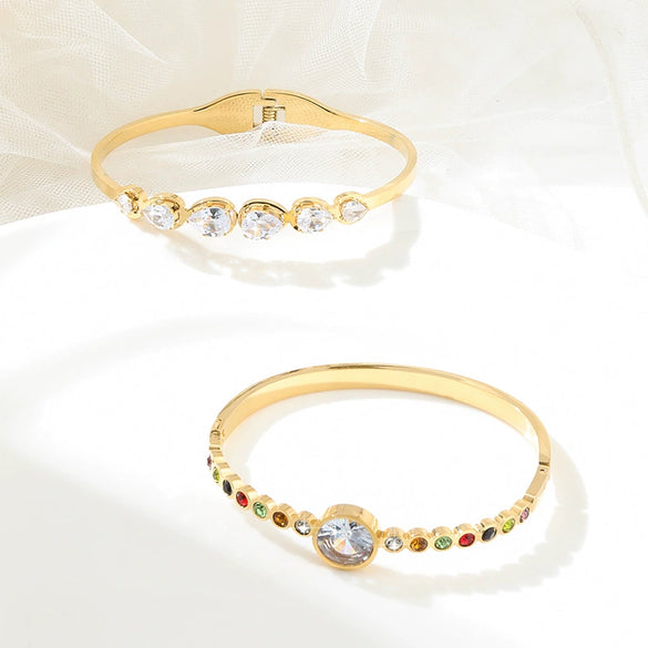 Wholesale Titanium Steel Inlaid Zircon Geometric Bracelet For Women