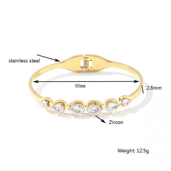 Wholesale Titanium Steel Inlaid Zircon Geometric Bracelet For Women