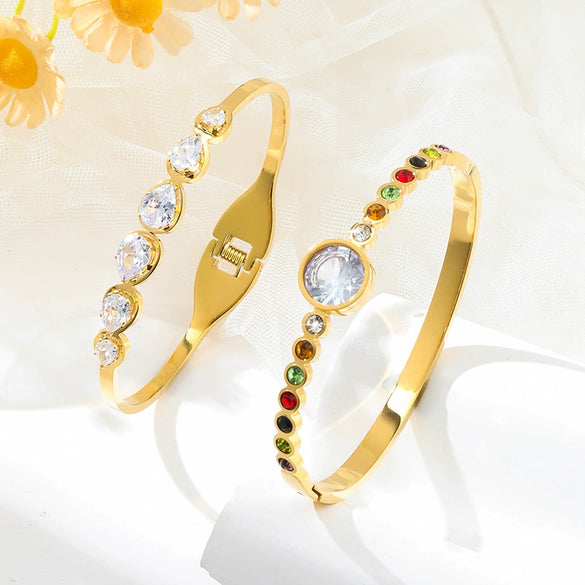 Wholesale Titanium Steel Inlaid Zircon Geometric Bracelet For Women