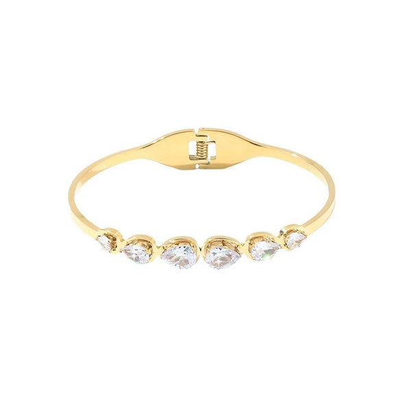 Wholesale Titanium Steel Inlaid Zircon Geometric Bracelet For Women