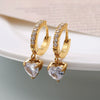 Wholesale 316L Stainless Steel Inlaid Zircon Heartshaped Electroplated Earrings Fashion And Light Luxury Design