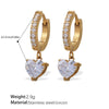 Wholesale 316L Stainless Steel Inlaid Zircon Heartshaped Electroplated Earrings Fashion And Light Luxury Design