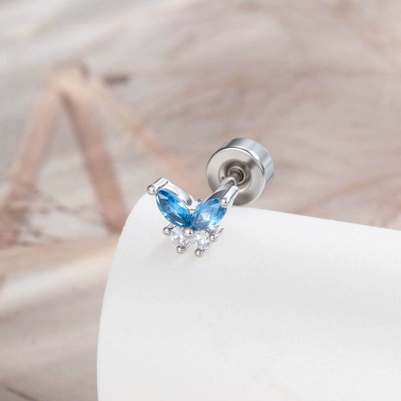 Wholesale Titanium Steel Inlaid Zircon Mini Butterfly Earrings For Women Lovely Style