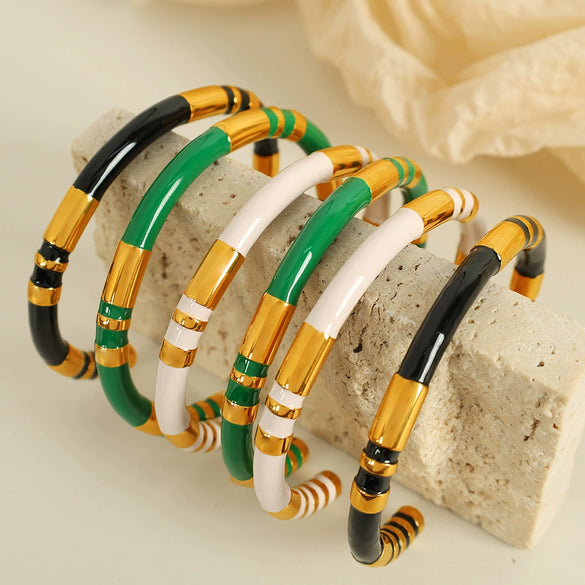 Wholesale 316L Stainless Steel Ins Style Geometric Electroplated Bracelet For Women