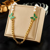 Wholesale Titanium Steel Insect Pattern Electroplated Butterfly Pearl Chain Splicing Women's Clavicle Necklace