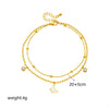 Wholesale Titanium Steel Insect Pattern Multilayered Bead Chain Anklet With Butterfly Pendant For Women