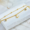 Wholesale Titanium Steel Insect Pattern Multilayered Bead Chain Anklet With Butterfly Pendant For Women
