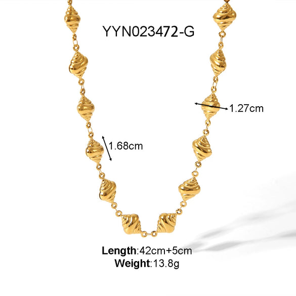 Wholesale Titanium Steel Jewelry Conch Love Heart Pattern Handmade Electroplated 18K Plated Necklace Light Luxury High Sense Ins Sweater Chain