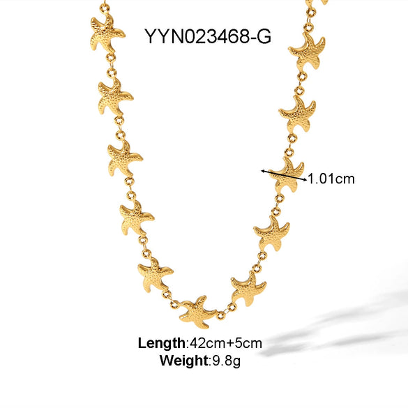 Wholesale Titanium Steel Jewelry Conch Love Heart Pattern Handmade Electroplated 18K Plated Necklace Light Luxury High Sense Ins Sweater Chain