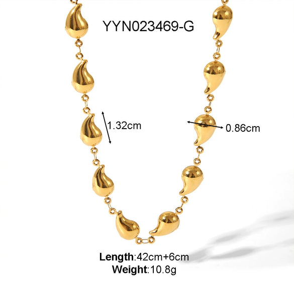 Wholesale Titanium Steel Jewelry Conch Love Heart Pattern Handmade Electroplated 18K Plated Necklace Light Luxury High Sense Ins Sweater Chain
