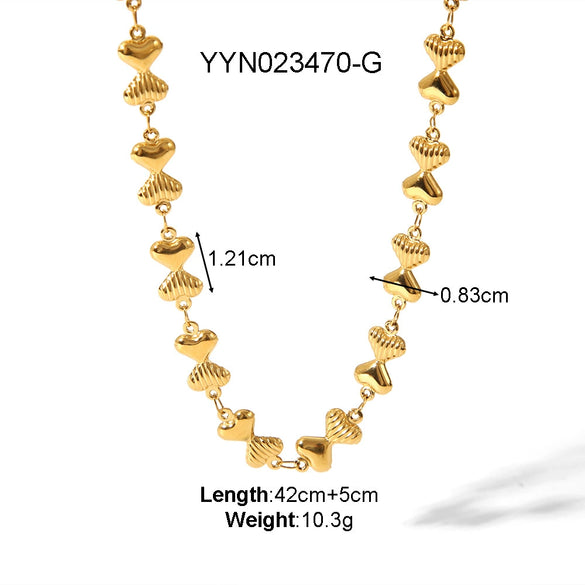 Wholesale Titanium Steel Jewelry Conch Love Heart Pattern Handmade Electroplated 18K Plated Necklace Light Luxury High Sense Ins Sweater Chain