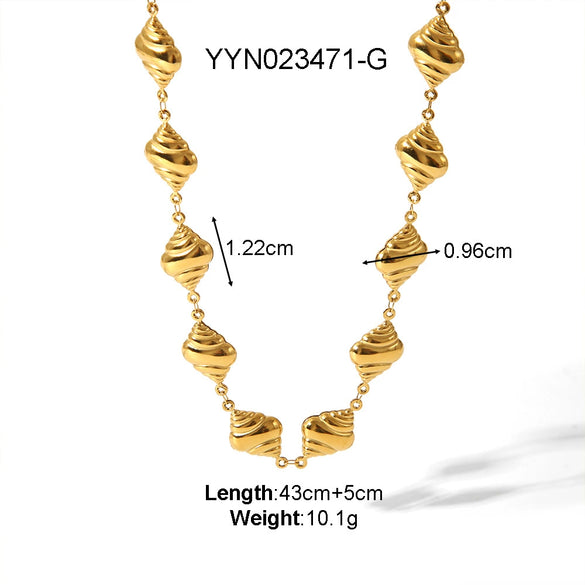 Wholesale Titanium Steel Jewelry Conch Love Heart Pattern Handmade Electroplated 18K Plated Necklace Light Luxury High Sense Ins Sweater Chain