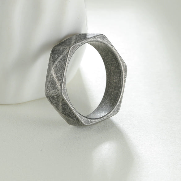 Wholesale Titanium Steel Jewelry Distressed Diamond Geometric Multifaceted Ring Bracelet