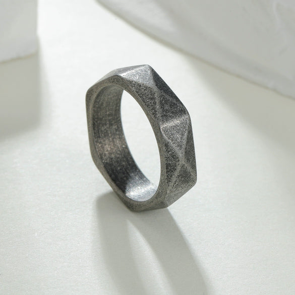Wholesale Titanium Steel Jewelry Distressed Diamond Geometric Multifaceted Ring Bracelet