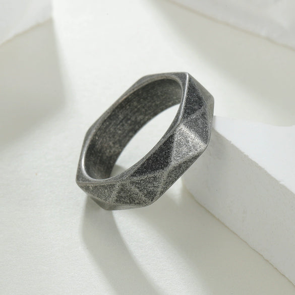 Wholesale Titanium Steel Jewelry Distressed Diamond Geometric Multifaceted Ring Bracelet