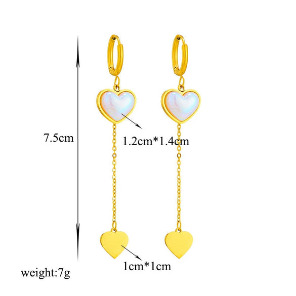Wholesale Titanium Steel Jewelry Earrings With Heart Shape Pearl Love Pendant And Electroplating Treatment