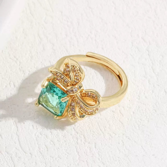 Wholesale Titanium Steel Jewelry For Women With Bow Pendant Electroplating Mixed Gemstone Setting And O Word Chain