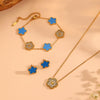 Wholesale Titanium Steel Jewelry Set With Diamond And Plants Flowers Pattern For Women