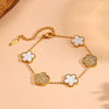 Wholesale Titanium Steel Jewelry Set With Diamond And Plants Flowers Pattern For Women