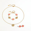 Wholesale Titanium Steel Jewelry Set With Diamond And Plants Flowers Pattern For Women