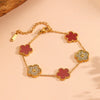 Wholesale Titanium Steel Jewelry Set With Diamond And Plants Flowers Pattern For Women