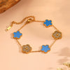 Wholesale Titanium Steel Jewelry Set With Diamond And Plants Flowers Pattern For Women