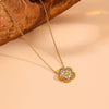 Wholesale Titanium Steel Jewelry Set With Diamond And Plants Flowers Pattern For Women