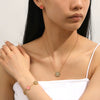 Wholesale Titanium Steel Jewelry Set With Diamond And Plants Flowers Pattern For Women