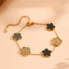 Wholesale Titanium Steel Jewelry Set With Diamond And Plants Flowers Pattern For Women