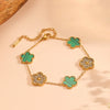 Wholesale Titanium Steel Jewelry Set With Diamond And Plants Flowers Pattern For Women