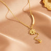 Wholesale Titanium Steel Jewelry Set With Flower Pattern For Women Earrings Necklace Anklet Bracelet Geometric Design Box Chain