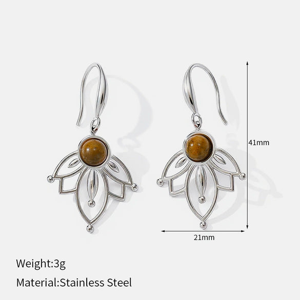 Wholesale Titanium Steel Jewelry Set With Geometric Pattern And Leafshaped Zircon For Women Featuring Polishing Process