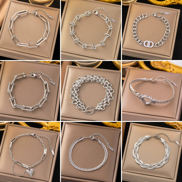 Wholesale Titanium Steel Jewelry Set With Love Water Drops Bells Pattern For Women Polished Necklace And Bracelet