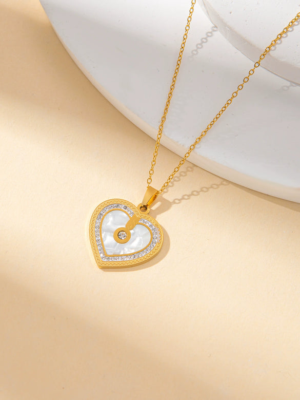Wholesale Titanium Steel Jewelry Suit With Heart Shaped Pendant And Cross Chain Electroplated For Women Simple Design High End Sense Non Fading