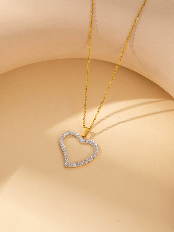 Wholesale Titanium Steel Jewelry Suit With Heart Shaped Pendant And Cross Chain Electroplated For Women Simple Design High End Sense Non Fading