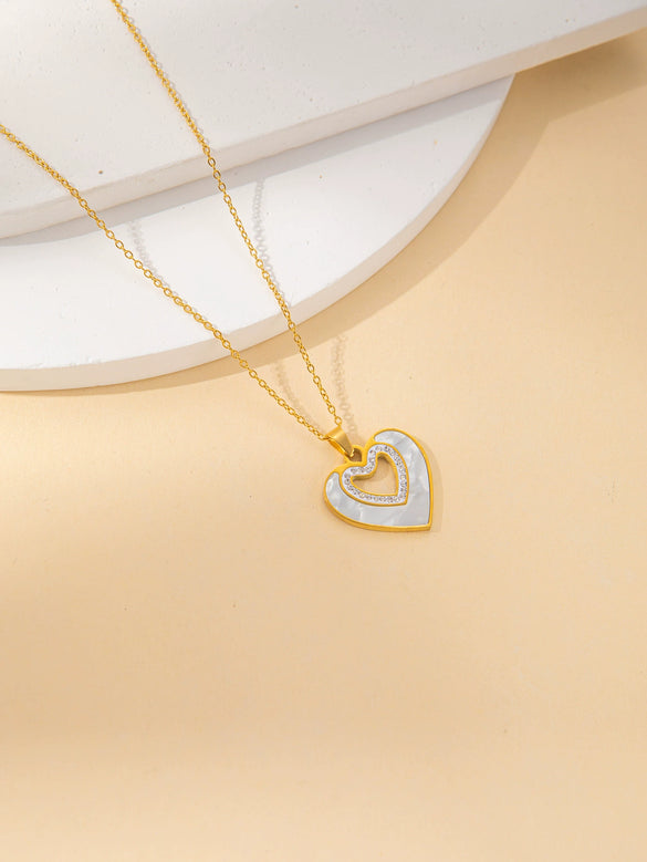 Wholesale Titanium Steel Jewelry Suit With Heart Shaped Pendant And Cross Chain Electroplated For Women Simple Design High End Sense Non Fading