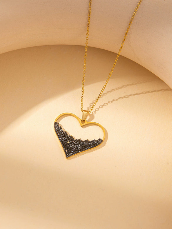 Wholesale Titanium Steel Jewelry Suit With Heart Shaped Pendant And Cross Chain Electroplated For Women Simple Design High End Sense Non Fading