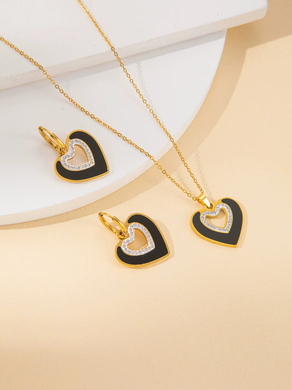 Wholesale Titanium Steel Jewelry Suit With Heart Shaped Pendant And Cross Chain Electroplated For Women Simple Design High End Sense Non Fading