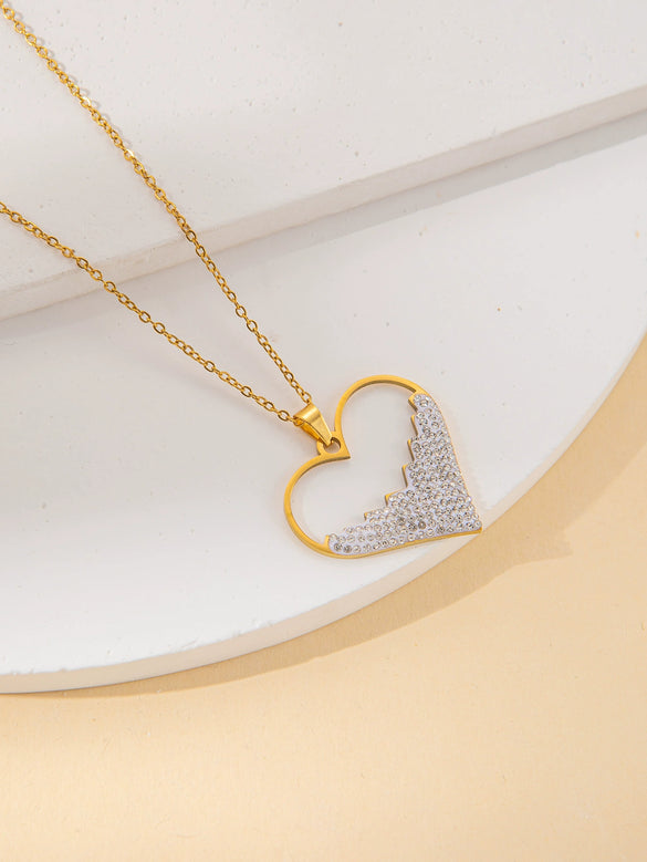Wholesale Titanium Steel Jewelry Suit With Heart Shaped Pendant And Cross Chain Electroplated For Women Simple Design High End Sense Non Fading