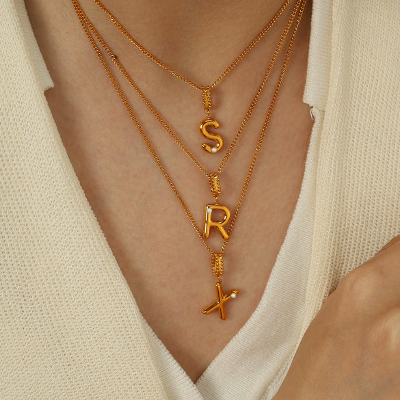 Wholesale 316L Stainless Steel Jewelry With Letters Numbers Text Pattern 18K Gold Plated For Women