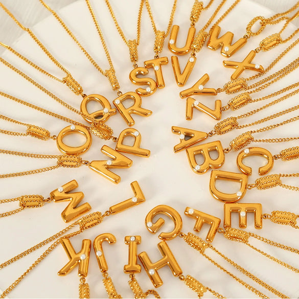 Wholesale 316L Stainless Steel Jewelry With Letters Numbers Text Pattern 18K Gold Plated For Women