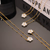 Wholesale 316L Stainless Steel Jewelry Women's Cold Wind Necklace With Sea Shell Flower Pendant And Geometric Pattern Electroplated
